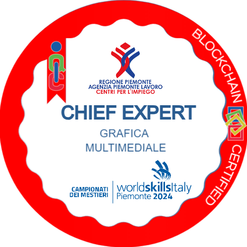 Chief Expert Grafica Multimediale ai Campionati dei Mestieri WorldSkills Piemonte 2024.